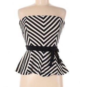 Black and white striped tube top